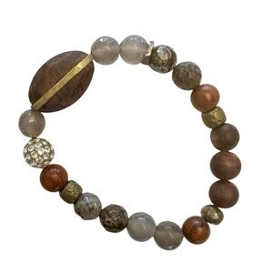 Silpada Bracelet Wooden Stretchy Multicolored Natural Stone Statement Earthy